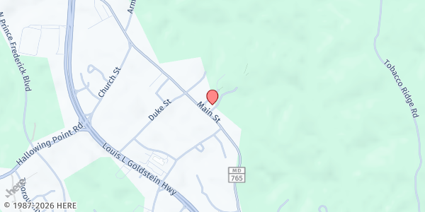 Map showing St. John Vianney Church at 105 Vianney Ln, Prince Frederick, MD