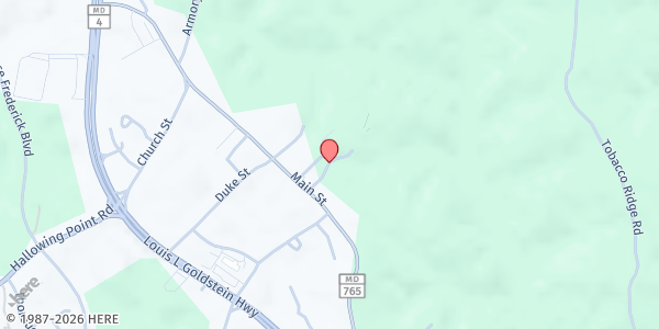 Map showing St. John Vianney Inter-Faith Food Pantry at Holy Family Ln, Prince Frederick, MD