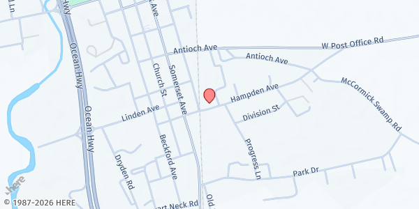 Map showing Catholic Charities Seton Center at 30632 Hampden Avenue, Princess Anne, MD