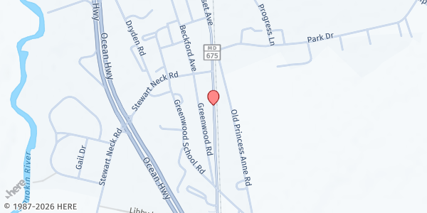 Map showing Christian Stronghold at 11390 Somerset Ave., Princess Anne, MD