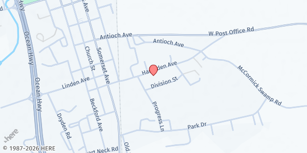 Map showing Mt. Carmel Baptist Church at 30683 Hampden Avenue, Princess Anne, MD