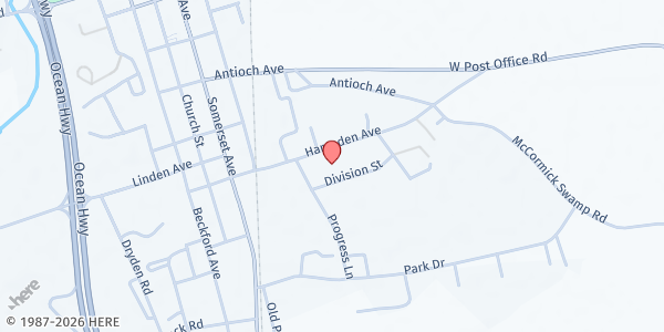 Map showing Mt. Carmel Baptist Church, Soup Kitchen at 30683 Hampden Avenue, Princess Anne, MD