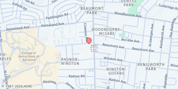 Map showing The Govans Community Fridge at 5104 York Road, Radnor-Winston, MD