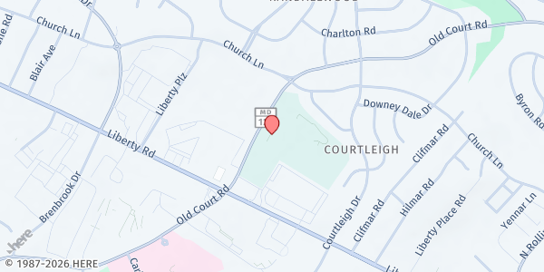 Map showing Mount Olive UMC at 5115 Old Court Road, Randallstown, MD
