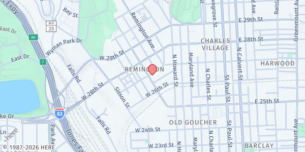 Map showing Church of the Guardian Angel at 2631 Huntingdon Avenue, Remington, MD