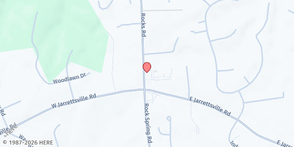 Map showing God Provides Food Pantry at 2409 Rocks Road, Ridgeview, MD