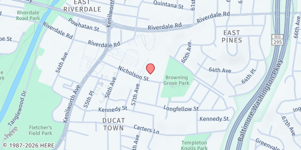 Map showing St. Bernard of Clairvaux at 5700 Saint Bernard Drive, Riverdale, MD