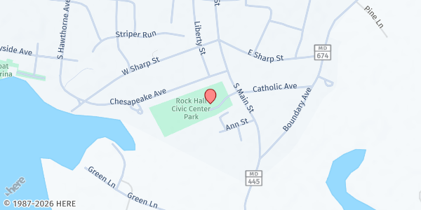 Map showing Hope Community Alliance at 21292 Civic Center Road, Rock Hall, MD