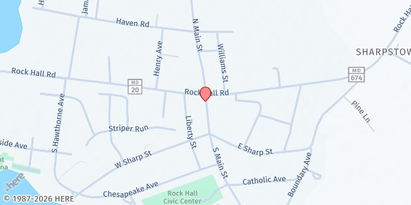 Map showing Rock Hall Community Food Pantry at Rock Hall, Rock Hall, MD