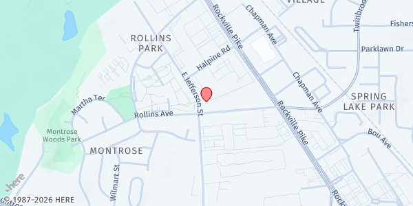 Map showing Bethany House at 199 Rollins Avenue, Rockville, MD