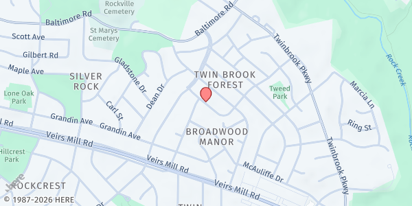 Map showing Meals on Wheels of Rockville at P.O. Box 465, Rockville, MD