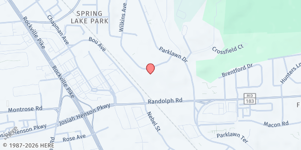 Map showing Montgomery Ave. Women's Shelter at 12250 Wilkins Avenue, Rockville, MD
