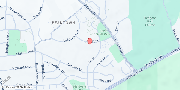 Map showing NOURISH NOW, INC - Rockville at 1111 Taft Street, Rockville, MD