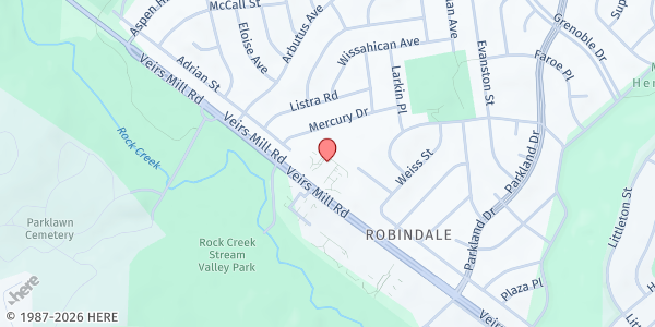 Map showing St. Stephen's Food Pantry at 12701 Veirs Mill, Rockville, MD