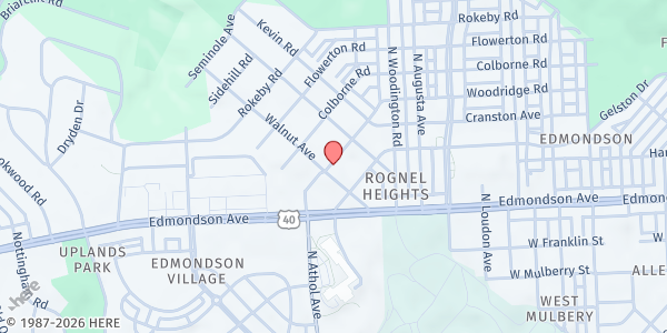 Map showing Christ Deliverance Church at 711 Walnut Avenue, Rognel Heights, MD