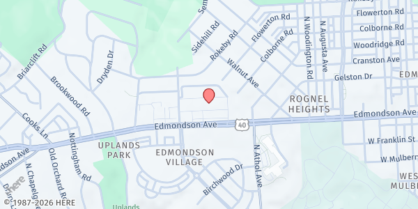 Map showing Edmondson Village at 4518 Edmondson Avenue, Rognel Heights, MD