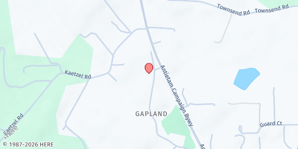 Map showing Pleasant Valley Baptist at 3346 Gapland Road, Rohrersville, MD