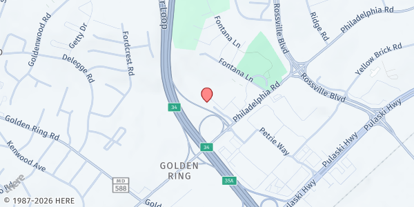 Map showing Nehima House at 8720 Philadelphia Road, Rosedale, MD