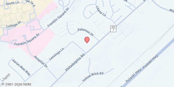 Map showing Rosedale Baptist Church Food Pantry at 9202 Philadelphia Road, Rosedale, MD