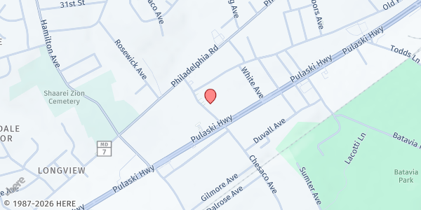 Map showing St. Clement Mary Hofbauer Church at 1212 Chesaco Avenue, Rosedale, MD