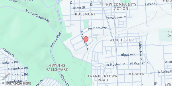 Map showing Dukeland Development at 1121 North Ellamont Street, Rosemont, MD
