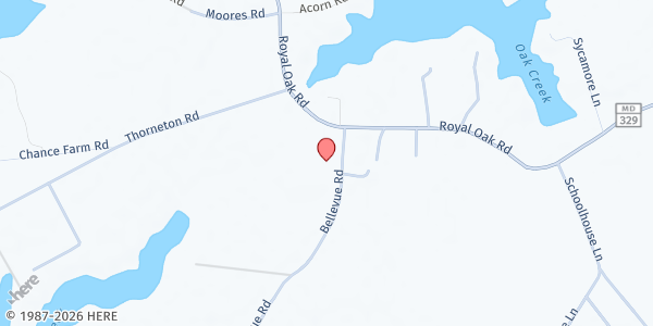 Map showing Royal Oak Community Methodist Church - Food Pantry at 6968 Bellevue Road, Royal Oak, MD