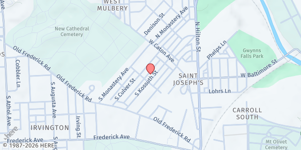 Map showing Foremost Mentor Care - Saint Joseph's at 68 South Kossuth Street, Saint Joseph's, MD