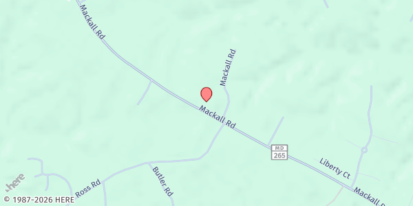 Map showing Brooks United Methodist Church at 5560 Mackall Road, Saint Leonard, MD