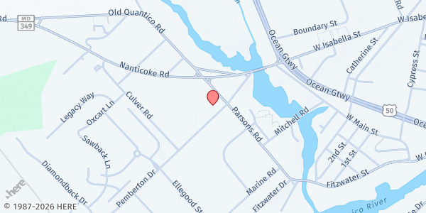 Map showing Catholic Charities Basic Needs Program Eastern Shore Office at 1201 Pemberton Drive, Salisbury, MD