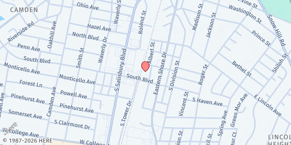Map showing Halo Center of Hope at 119 South Blvd, Salisbury, MD