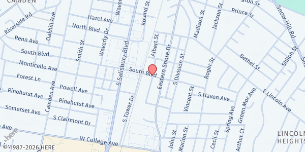 Map showing Hope and Life Outreach, Cafe at 119 South Boulevard, Salisbury, MD