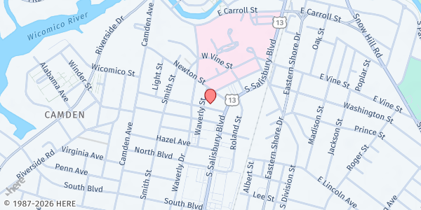 Map showing Lower Shore Friends, Inc at 207 Maryland Ave, Salisbury, MD