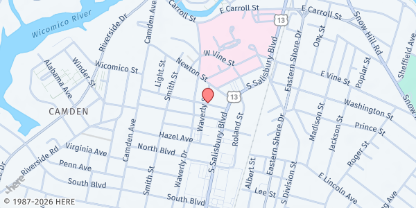 Map showing Lower Shore Friends - Salisbury at 207 Maryland Avenue, Salisbury, MD