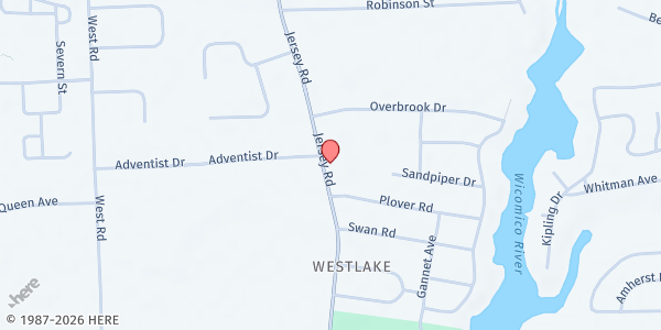 Map showing Mills Memorial Baptist Temple at 1323 Jersey Rd, Salisbury, MD