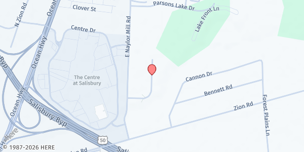 Map showing Regis Brown Bag at 507 Overlook Drive, Salisbury, MD