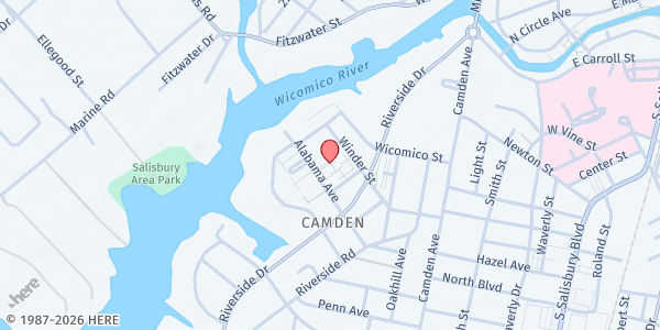 Map showing Riverside Homes at 519 Alabama Avenue, Salisbury, MD
