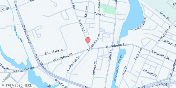 Map showing Salisbury Evang. Church of Deliverance at 503 West Road, Salisbury, MD