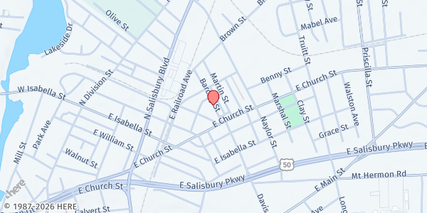 Map showing Salisbury Urban Ministries at 326 Barclay St, Salisbury, MD