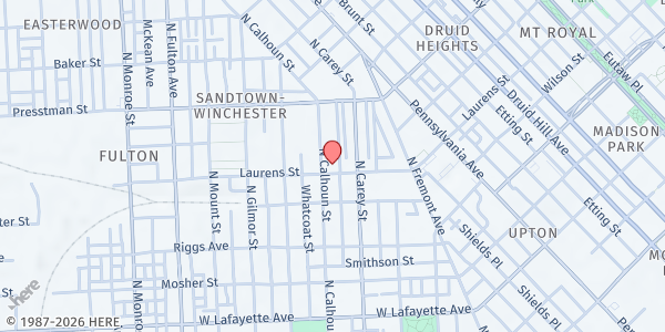 Map showing Laurens House at 1330 Laurens Street, Sandtown-Winchester, MD