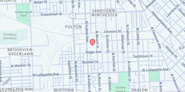 Map showing St Vincent De Paul-Baltimore at 1114 North Mount Street, Sandtown-Winchester, MD
