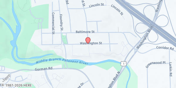 Map showing Bread of Life Savage at 8901 Washington St., Savage-Guilford, MD