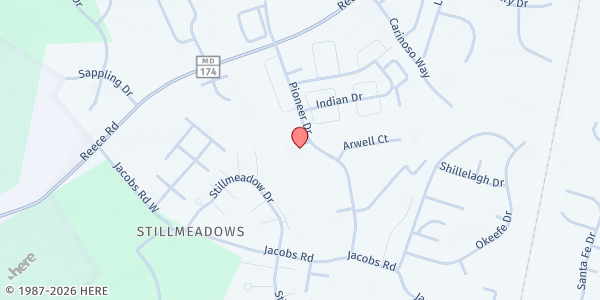 Map showing Pioneer City at 8377 Pioneer Drive, Severn, MD