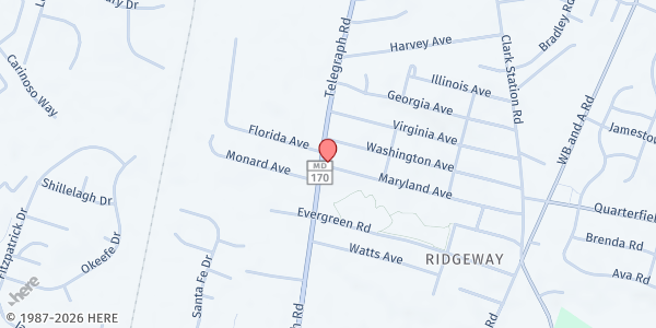Map showing Straightway Apostolic Church at 8069 Telegraph Road, Severn, MD