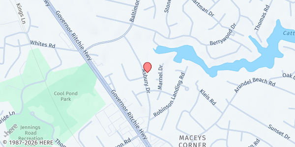 Map showing Asbury Towneck at 429 Asbury Drive, Severna Park, MD