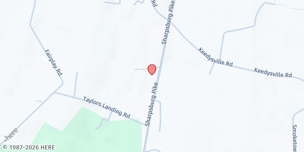 Map showing Battlefield Bible Church at 7708 Sharpsburg Pike, Sharpsburg, MD