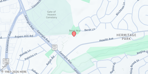Map showing Aspen Hill Apartments at 13539 Georgia Avenue, Silver Spring, MD