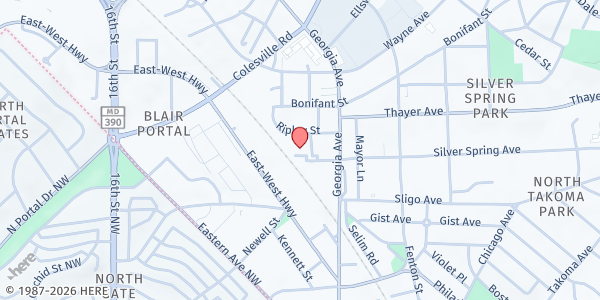 Map showing Community Vision at 8210 Colonial Ln., Silver Spring, MD