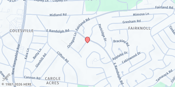 Map showing Episcopal Senior Ministries - Silver Spring at 13325 Burkhart Street, Silver Spring, MD