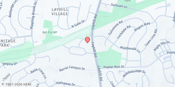 Map showing Faith Community Baptist Church at 13618 Layhill Road, Silver Spring, MD