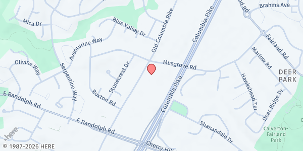 Map showing Guru Nanak Foundation of America (GNFA) at 12917 Old Columbia Pike, Silver Spring, MD